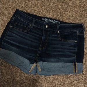 Dark wash denim short